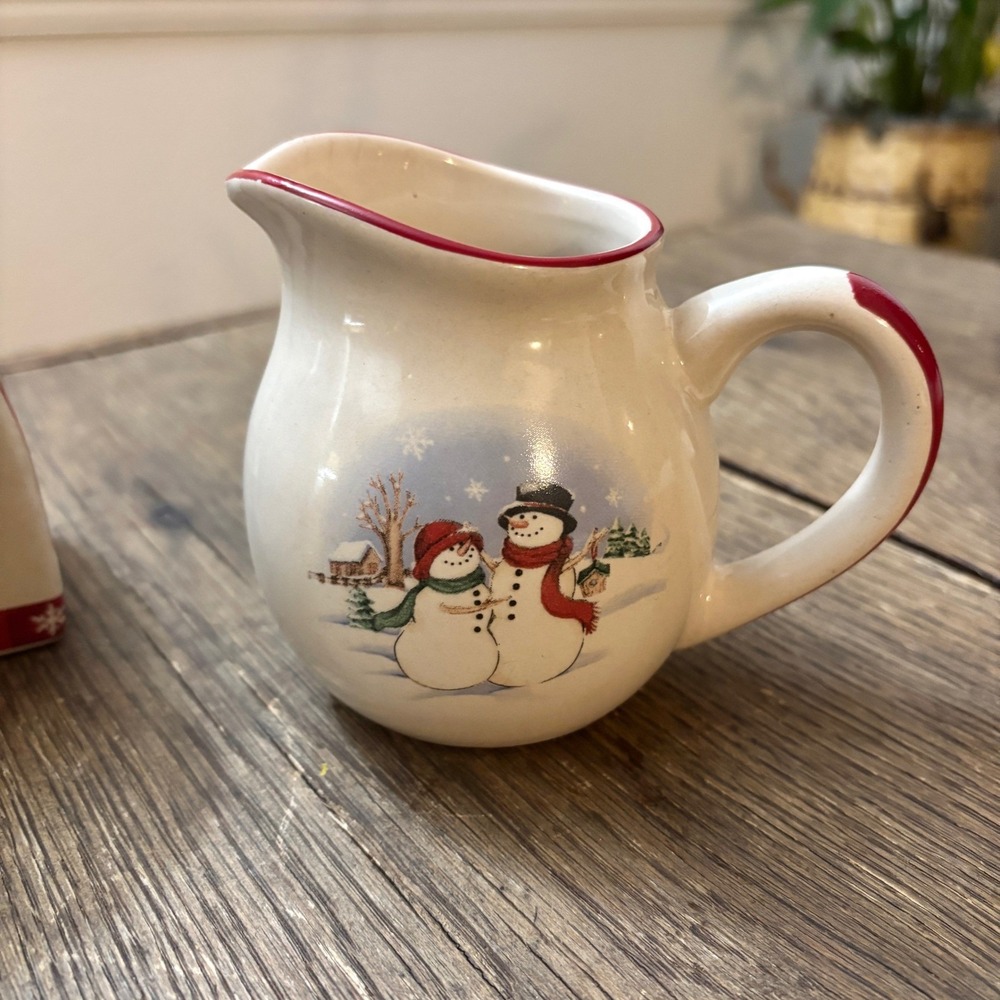Royal Seasons 4 Piece Set Snowmen Snowflakes Salt Pepper Pitcher Napkin‎ Holder - Picture 6 of 9